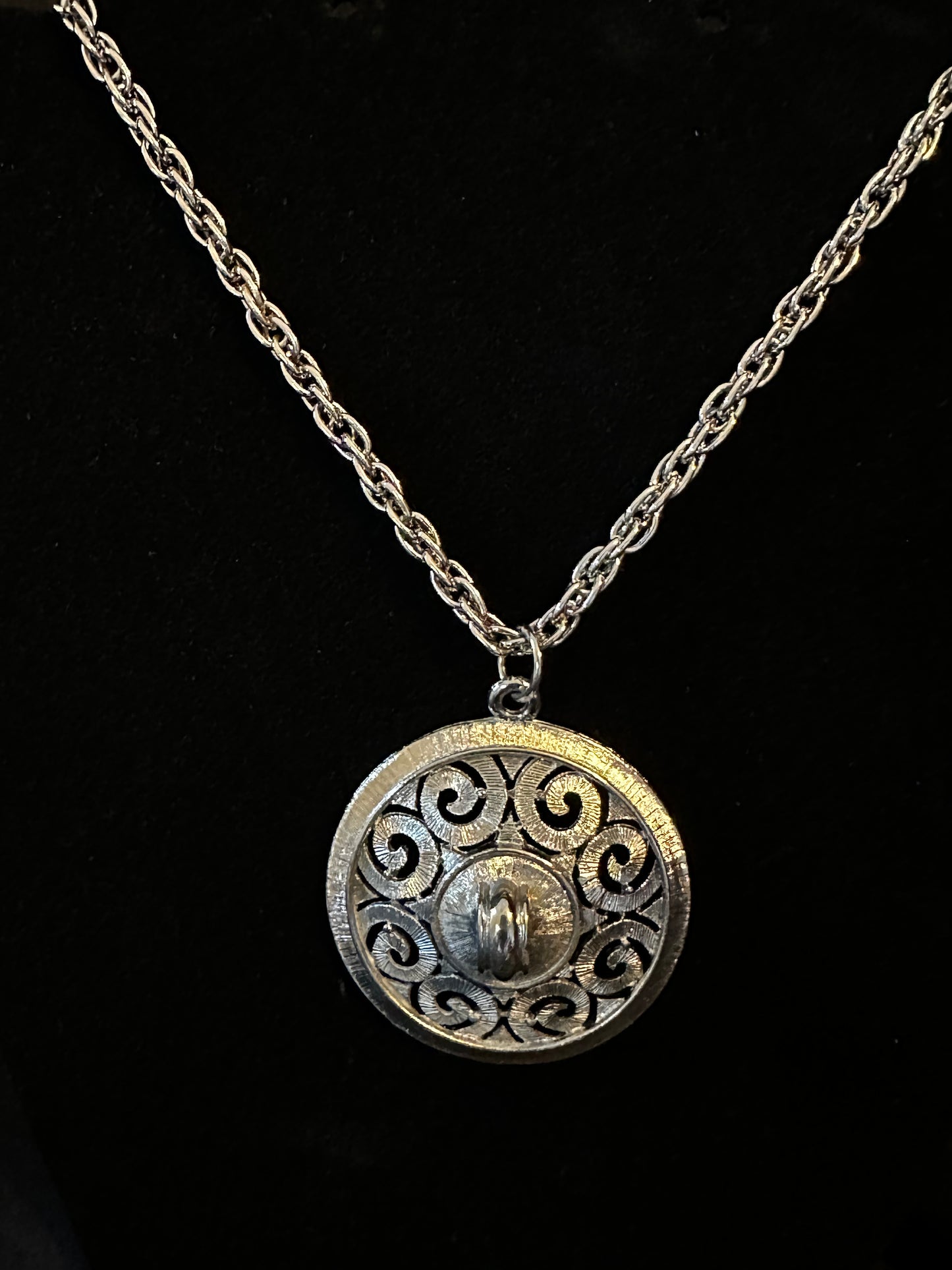 Vintage Silver Tone Celtic Warrior Shield Necklace